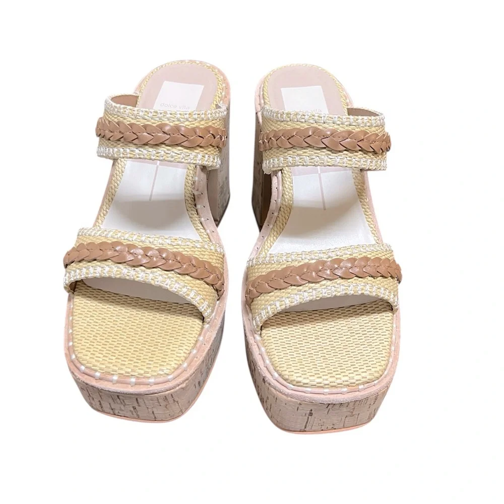 Dolce Vita Whim Heels In Honey Raffia Size 7.5